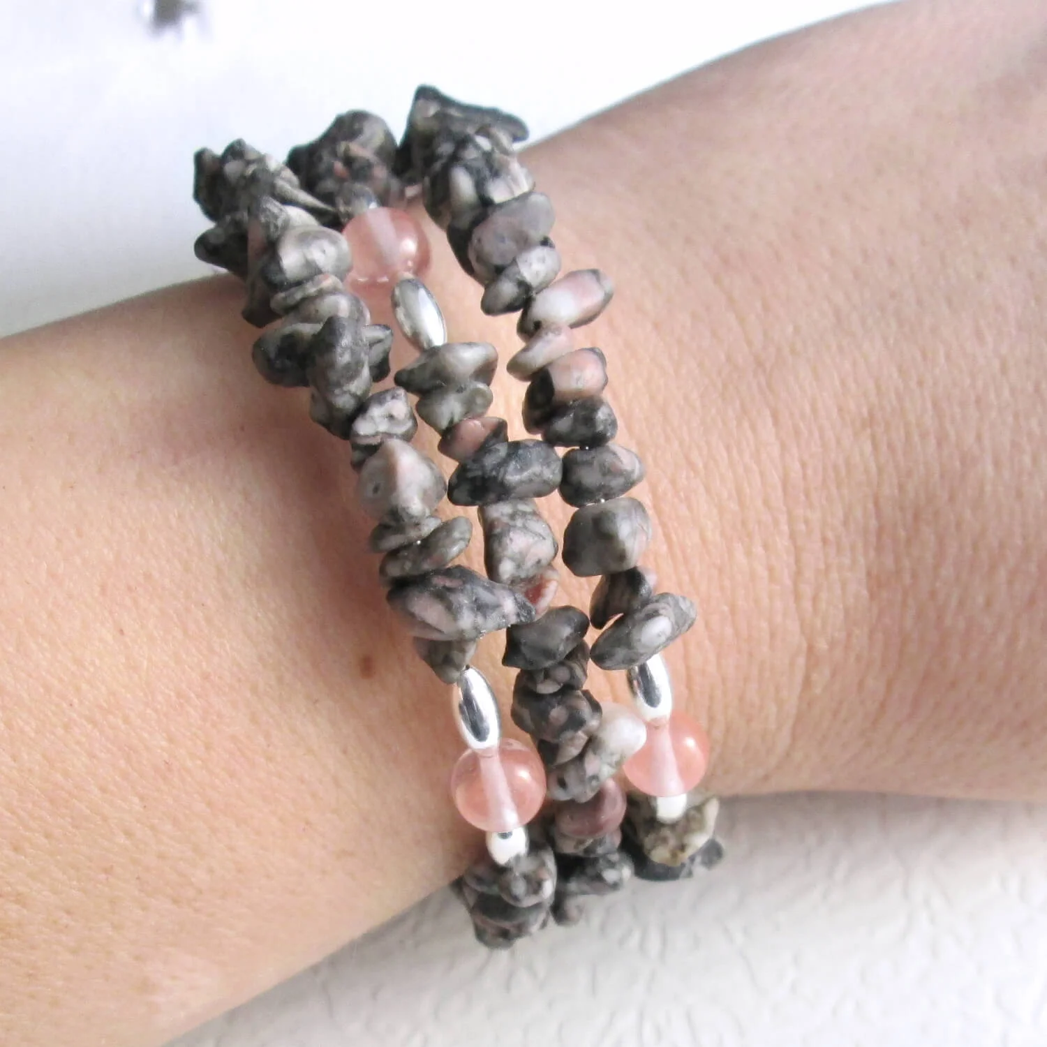 Grey best sale stone bracelet